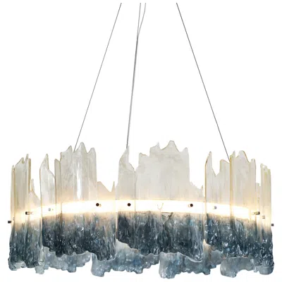 L.n.c. Bluflan 1-light Led Resin Drum Chandelier In Blue