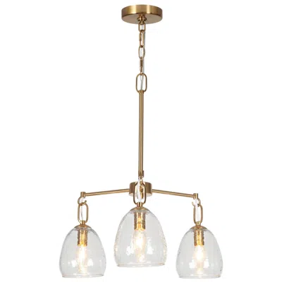 L.n.c. Bolfi 3-light Gold Wheel Glass Chandelier