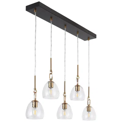 L.n.c. Bolfi 5-light Gold Linear Island Glass Shade Chandelier