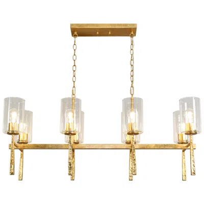 L.n.c. Brass Glass 8-light Linear Island Pendant