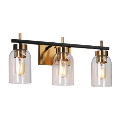 L.n.c. Broccoli 20" Wide Black And Brass 3-light Vanity Bath Light