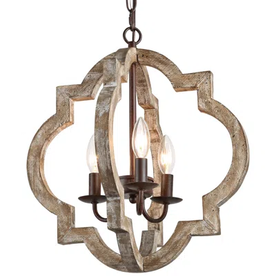 L.n.c. Cachil 16" Wide 3-light Quatrefoil Candle Chandelier