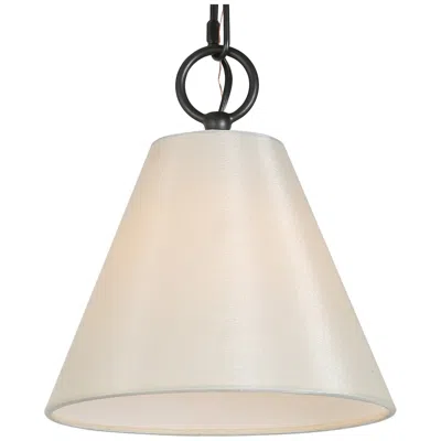 L.n.c. Catin 7.9" Wide Balck 1-light Cone Pendant With Fabric Shade In Neutral