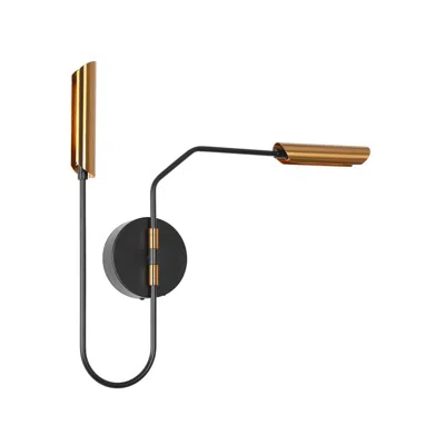 L.n.c. Celestiacone 19 1/2" High Black And Brass 2-light Led Sconce