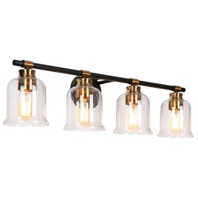 L.n.c. Chayote 28 3/4"w Black And Brass 4-light Vanity Bath Light