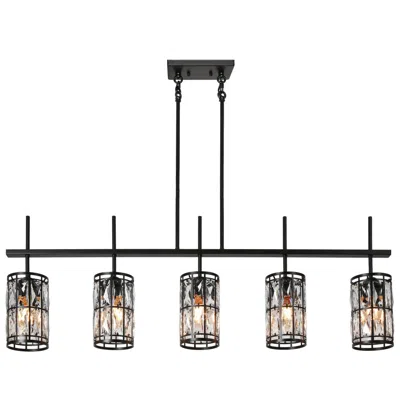 L.n.c. Chispa 45 1/4" Wide Matte Black 5-light Island Chandelier