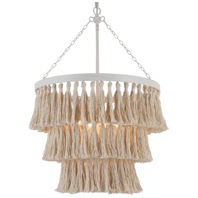 L.n.c. Coas 18 1/2" Wide Natural Tassel 3-tier Chandelier