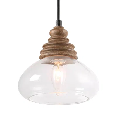 L.n.c. Cody 7 1/2" Wide Faux Wood Mini Pendant
