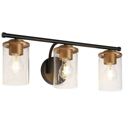 L.n.c. Cylin 3-light Black Gold Bathroom Vanity Light