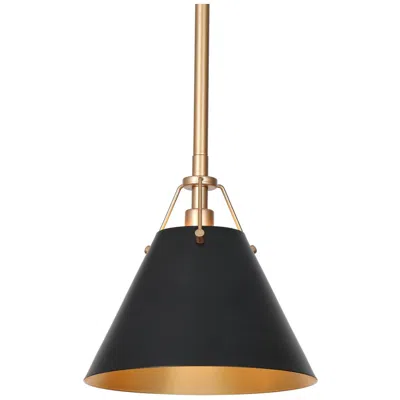 L.n.c. Dashaunda 8" Wide Satin Gold And Matte Black Mini Pendant