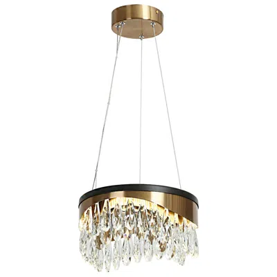 L.n.c. Delphinium 11 3/4" Wide Brass And Black Led Mini Chandelier