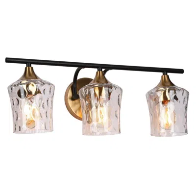 L.n.c. Druggiming 20 1/2"w Matte Black And Brass 3-light Bath Light
