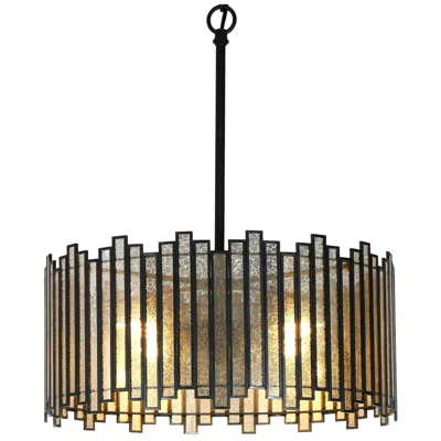 L.n.c. Durail 15 3/4" Wide Matte Black 4-light Drum Chandelier