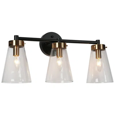 L.n.c. Duris 3-light 21.7" Wide Black And Gold Bath Light