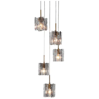 L.n.c. Lnc Echonalyri 14 1/2" Wide Modern Smoked Gray Glass 5-light Pendant