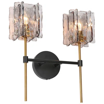 L.n.c. Lnc Echonalyri 15" High Matte Black And Brass 2-arm Wall Sconce