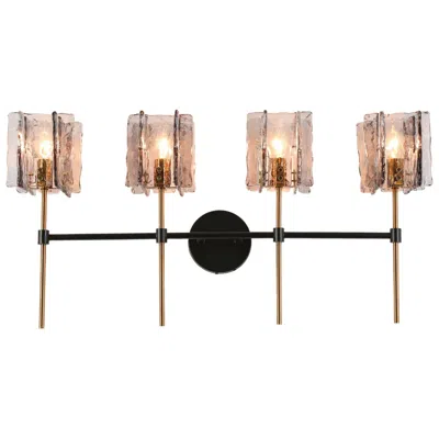 L.n.c. Echonalyri 29 1/2"w Matte Black And Brass 4-light Bath Light