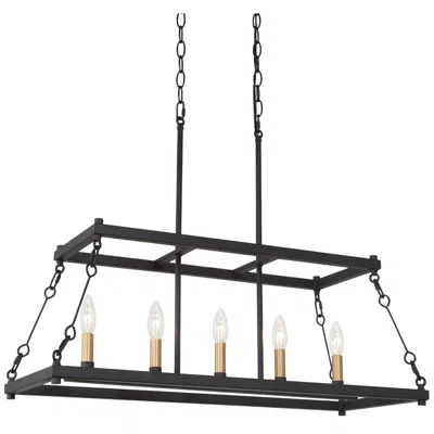 L.n.c. Empher 30" Wide Black And Gold 5-light Island Pendant Light