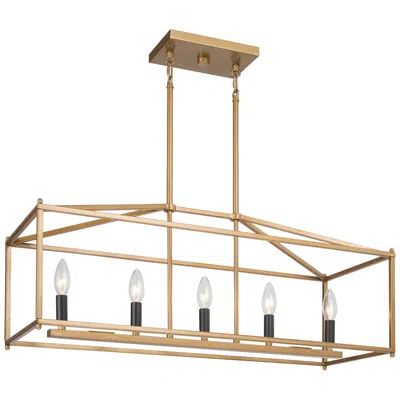 L.n.c. Empher 30" Wide Gold Iron 5-light Island Pendant Light