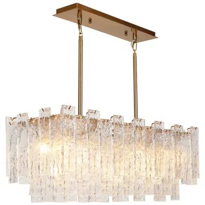 L.n.c. Engaveric 7-light Glass Island Chandelier In Gold