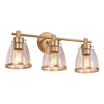 L.n.c. Eumeneia 22" Wide Satin Gold 3-light Vanity Bath Light