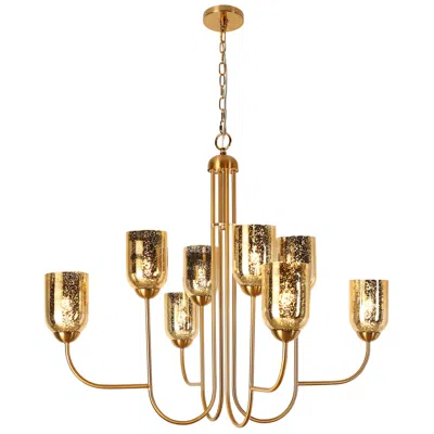 L.n.c. Euniecstasy 8-light Brass Glass Chandelier