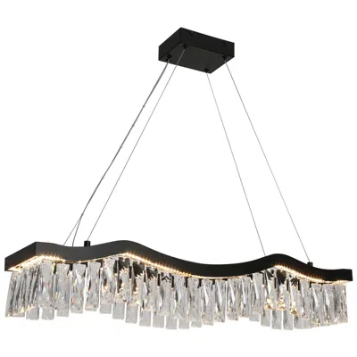 L.n.c. Flowarop 1-light Led Black Crystal Island Chandelier