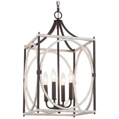 L.n.c. Follio 12.6" Wide Gray White 4-light Lantern Chandelier