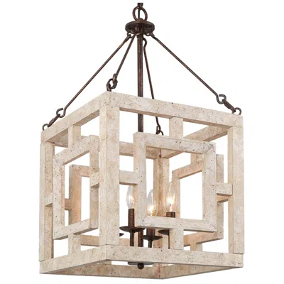 L.n.c. Follio 13.8" Wide Weathered Wood 4-light Lantern Chandelier