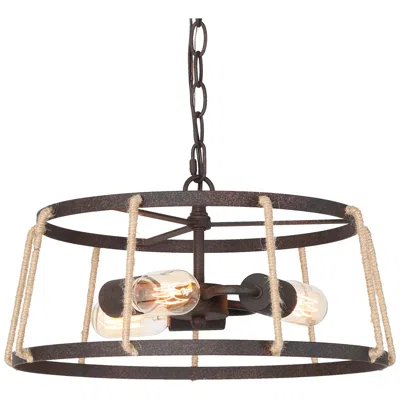 L.n.c. Follio 16.5" Wide Aged Iron 3-light Drum Chandelier