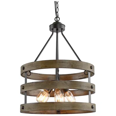 L.n.c. Follio 18" Wide 5-light Antique Wood Chandelier
