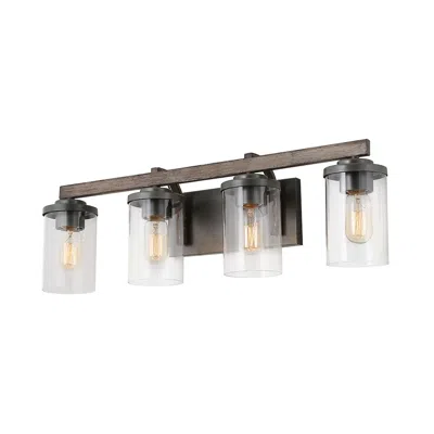 L.n.c. Fouma 4-light 30" Wide Brown Bath Light With Glass Shade