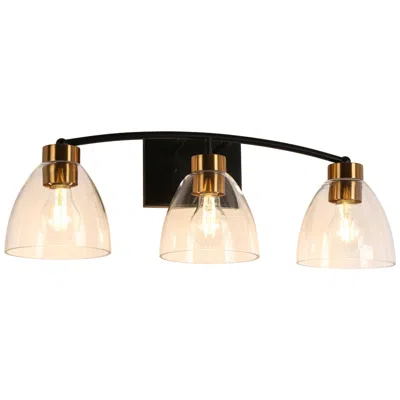 L.n.c. Guayaba 22 3/4"w Matte Black With Brass 3-light Bath Light - Made To Order