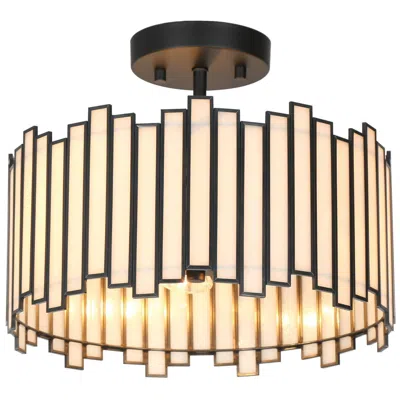 L.n.c. Hemaaolay 12 1/2" Wide Matte Black 3-light Ceiling Light