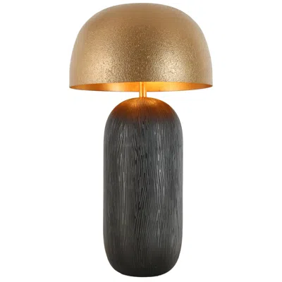 L.n.c. Home Anglel Hecatonimos 25 1/2" Black With Gold Dome Modern Table Lamp