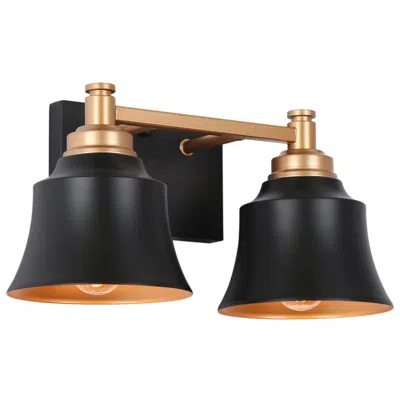 L.n.c. Indus 2-light 14" Wide Black And Gold Bath Light