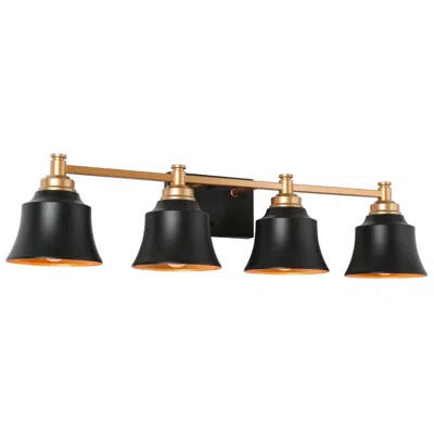 L.n.c. Lnc Indus 30" Wide 4-light Black And Gold Bath Light