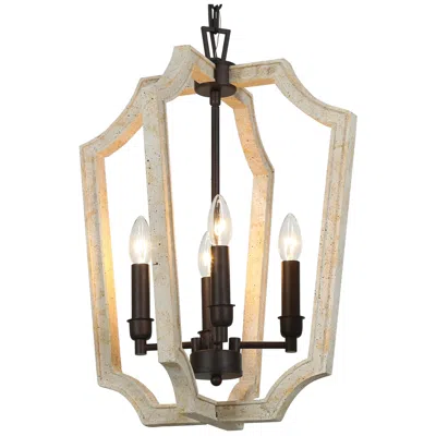 L.n.c. Integrifolia 16" Wide Distressed White 4-light Chandelier