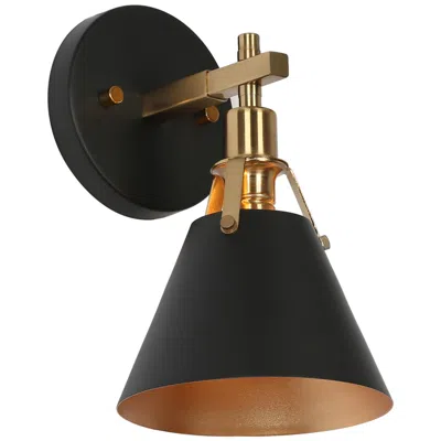 L.n.c. Ives 10" High Matte Black And Plating Brass Wall Sconce