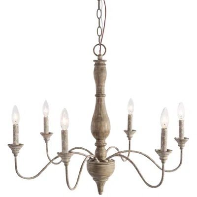 L.n.c. Izuell 30" Wide Off-white 6-light Candle Chandelier