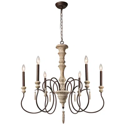 L.n.c. Izuell 31" Wide Off-white 6-light Candle Chandelier