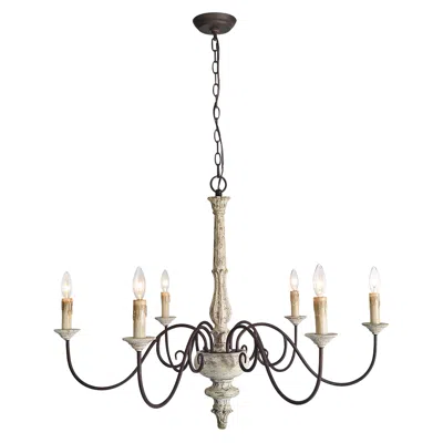 L.n.c. Izuell 37" Wide Off-white 6-light Traditional Candelabra Chandelier