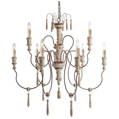 L.n.c. Izuell 39" Wide Antique Rust Distressed 9-light Chandelier