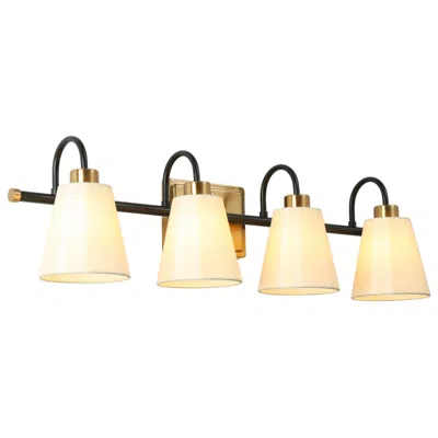 L.n.c. Jacarmellia 28"w Matte Black And Brass 4-light Bath Light