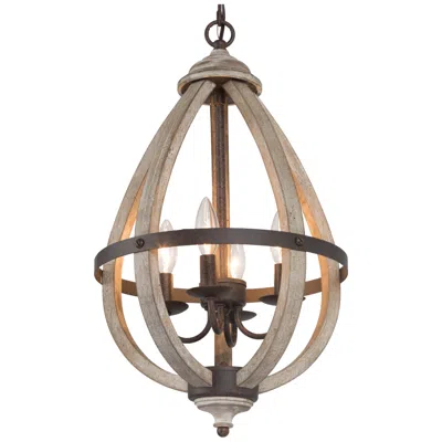 L.n.c. Jolla 13" Wide Rusty And Gray-washed 4-light Chandelier
