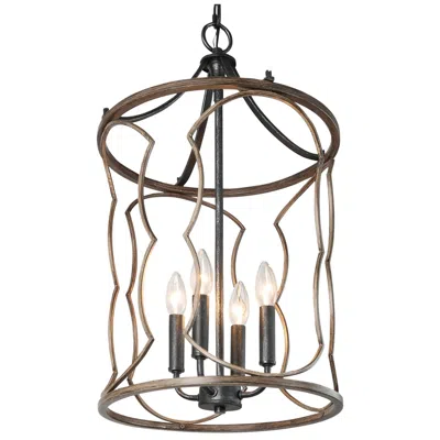 L.n.c. Jolla 13.4" Widefaux Wood 4-light Cylinder Chandelier
