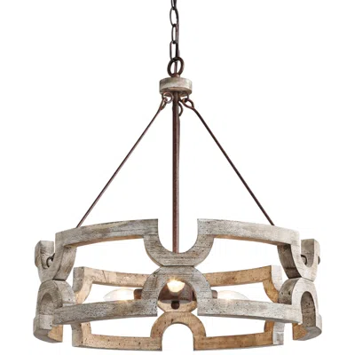 L.n.c. Jolla 19 1/2" Wide Distressed Cream 3-light Drum Pendant