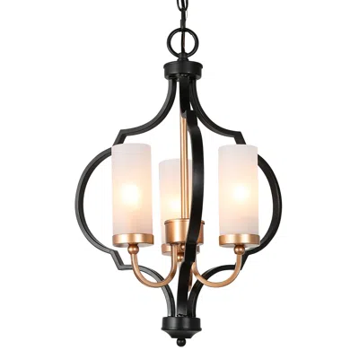 L.n.c. Jonas 14 1/2" Wide Black And Gold 3-light Chandelier