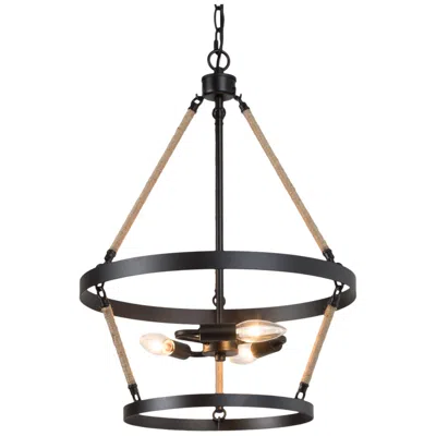 L.n.c. Jonas 15.7" Wide Black 3-light Drum Chandelier