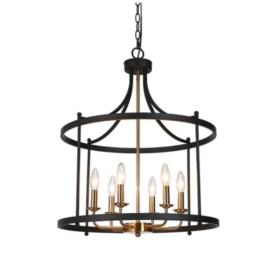 L.n.c. Jonas 21 1/2" Wide Matte Black Plating Brass 6-light Chandelier